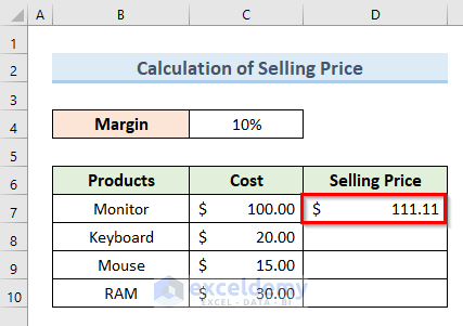 Calculate Final Selling Price