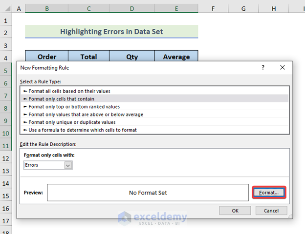 Marking Errors to Clean Data in Excel