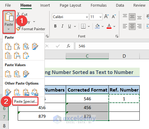 Converting Numbers Stored as Text into Numbers in Excel