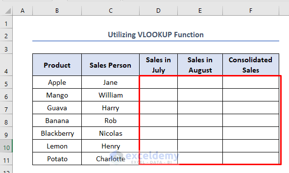 how to consolidate two excel sheets into one using VLOOKUP function