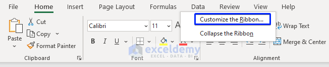 Adding Developer tab: Steps to Create a Vertical Scroll Bar in Excel