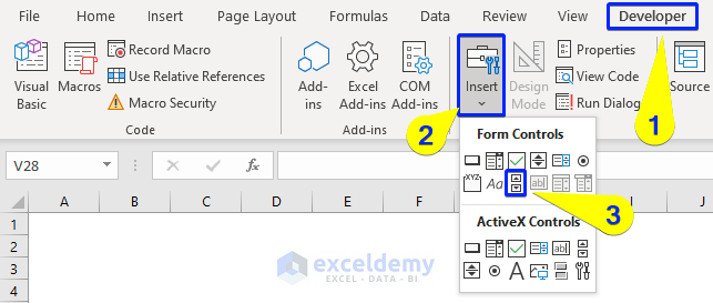 Draw & Create a Vertical Scroll Bar in Excel