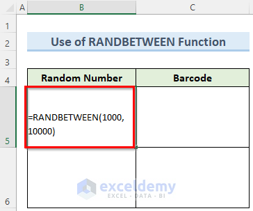 Create Barcode in Excel for Random Number