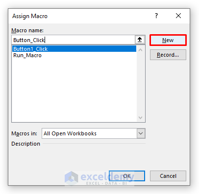 Assign Macro Box to Edit a Macro Button in Excel