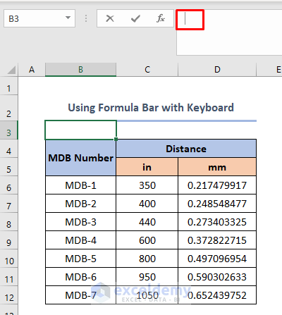 using formula bar