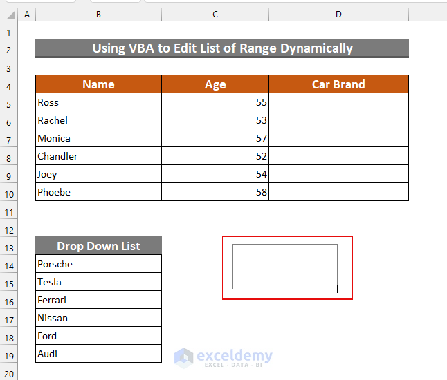 how to edit drop down list in excel macro Button