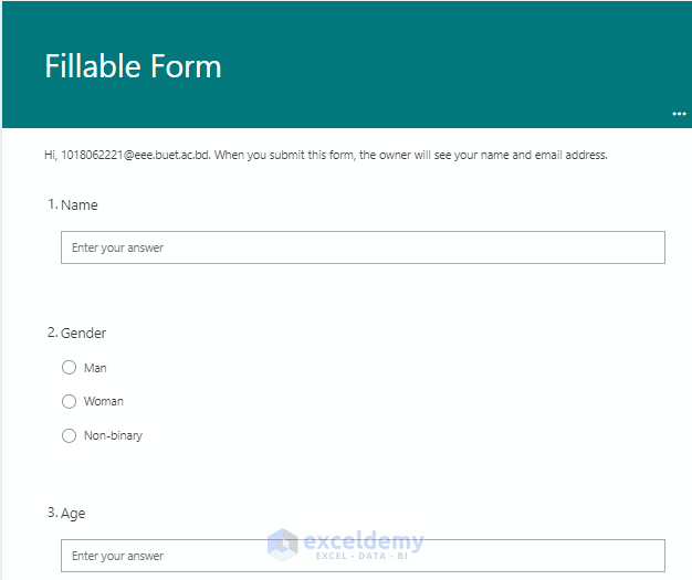 how to make a fillable form in excel