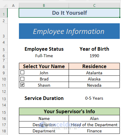 how to make a fillable form in excel