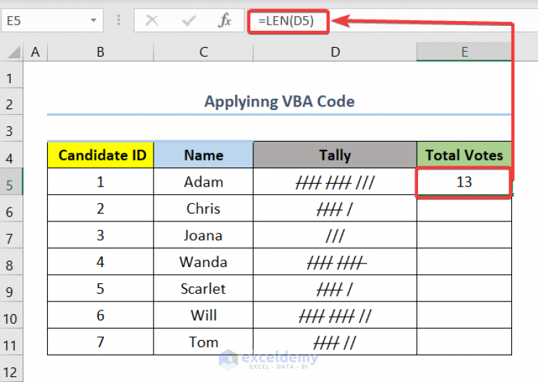 How to Make a Tally Sheet in Excel (3 Quick Methods) - ExcelDemy