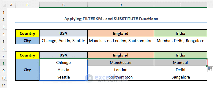 Applying FILTERXML and SUBSTITUTE