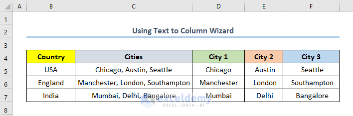 Using Text to Column Wizard 