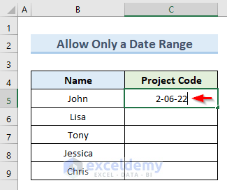 Limit Data Entry to a Date Range