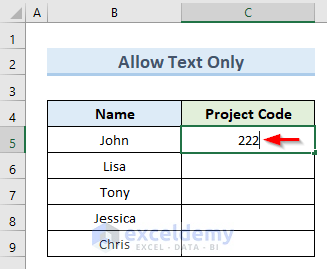 Restrict Data Entry to Allow Only Text