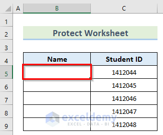 Protect Worksheet to Restrict Data Entry in Excel Cell