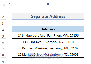 Step-by-Step Procedures to Separate Address Using Formula in Excel