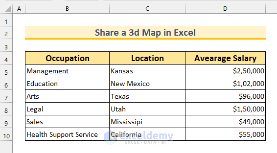 how to share a 3d map in excel Intro