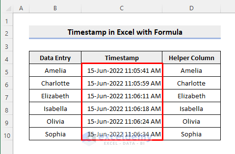 Timestamp in Excel When Cell Changes