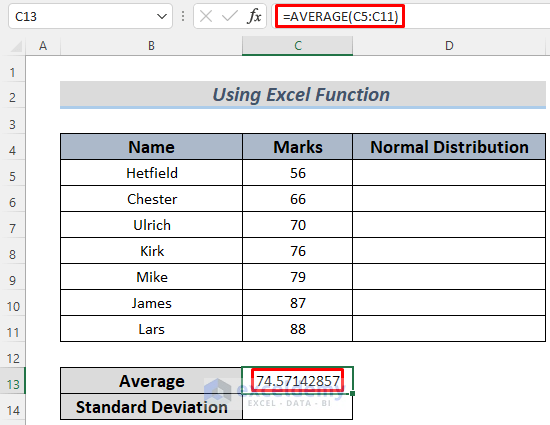 how to transform data to normal distribution in excel using function