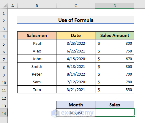 Insert Formula to Use Custom Date Filter in Excel