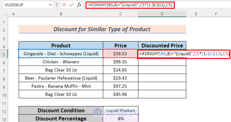 how to use if function in excel for discounts example 4