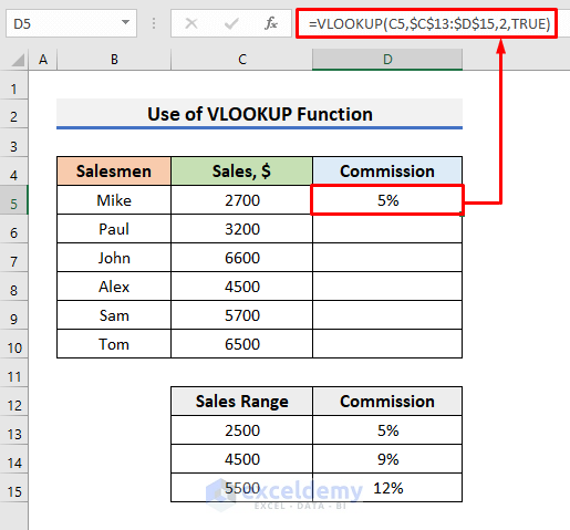 Use VLOOKUP Function