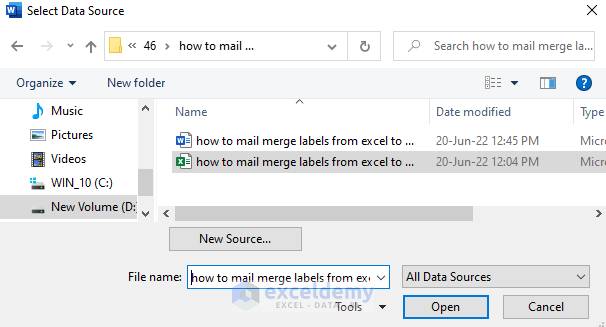 mail merge labels from excel to word