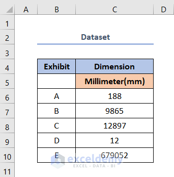 mm to square meter formula in excel datasheet