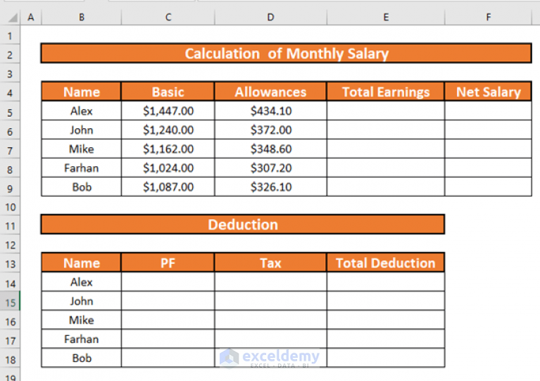 How to Create a Monthly Salary Sheet Format in Excel (with Easy Steps)