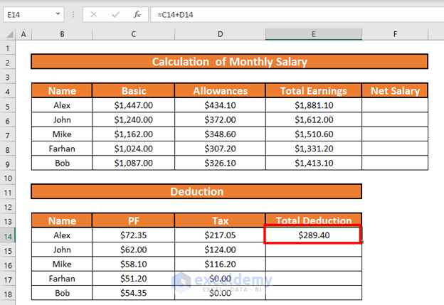 monthly salary sheet format in excel