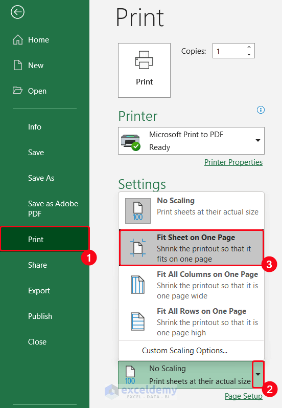 Use Print Features to Save Excel as PDF Fit into Page