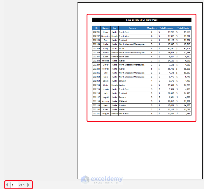 Use Print Features to Save Excel as PDF Fit into Page