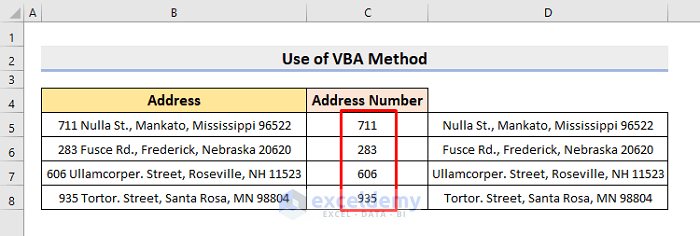 Split Address Number with Excel VBA