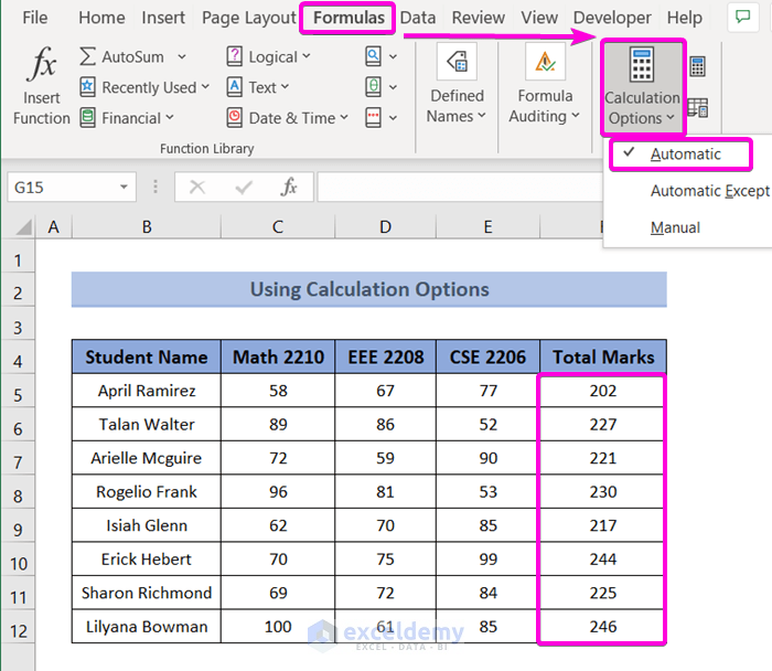 Using Calculation Options to Stop Excel Convert Formula to Value Automatically