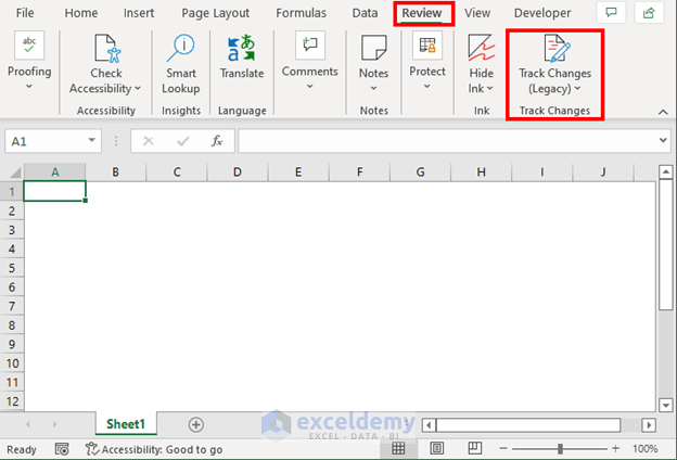 track changes in excel not showing