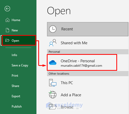 Go to OneDrive to See Autosaved Files in Excel