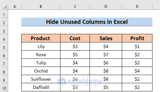 How to Hide Unused Columns in Excel