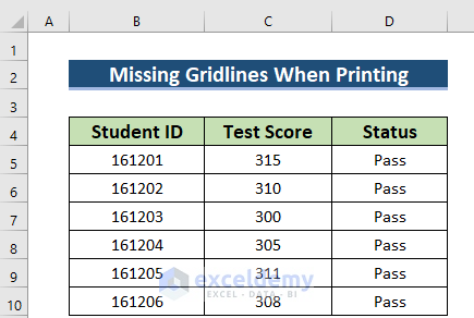  Missing Gridlines in Excel When Printing