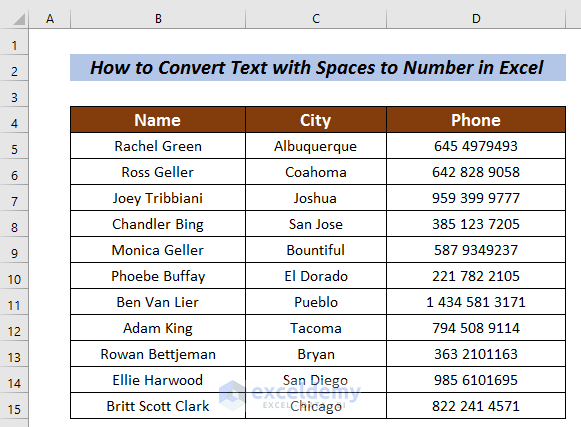 Excel Convert Text with Spaces to Number