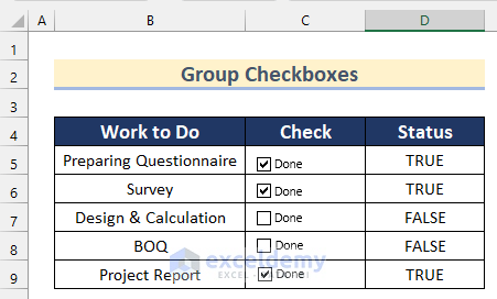 3 Ways to Group Checkboxes in Excel