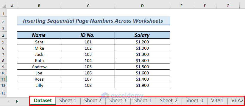 How to Insert Sequential Page Numbers Across Worksheets