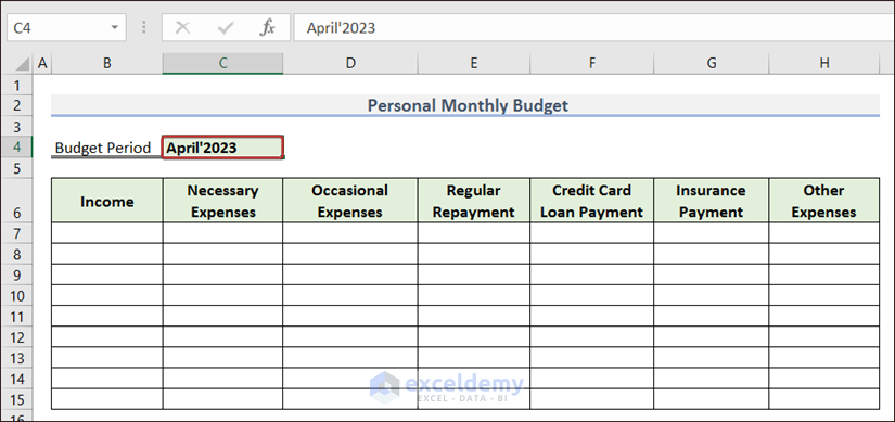 How to Make a Personal Monthly Budget in Excel