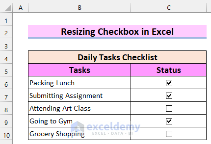 3 Easy Ways to Resize Checkbox in Excel