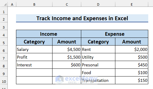 4 Simple Ways to Track Income and Expenses in Excel