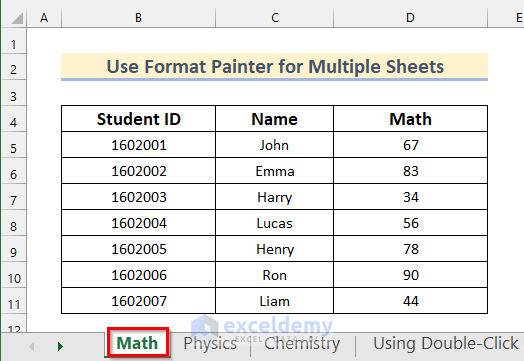 3 Examples to Use Format Painter in Excel for Multiple Sheets