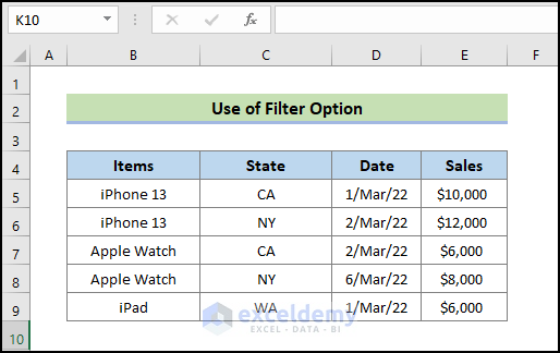get the output of filter option