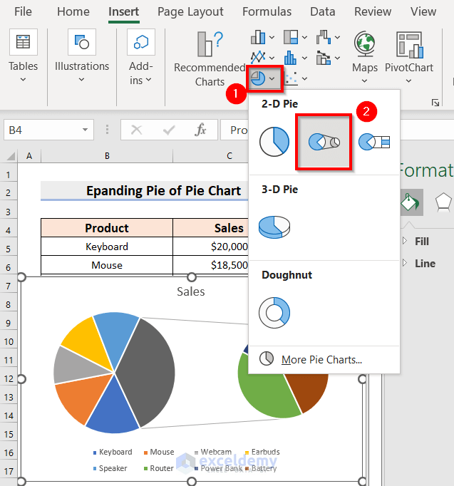How to Make Pie of Pie Chart Excel