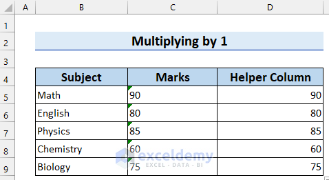 Excel Convert to Number Entire Column by Multiplying