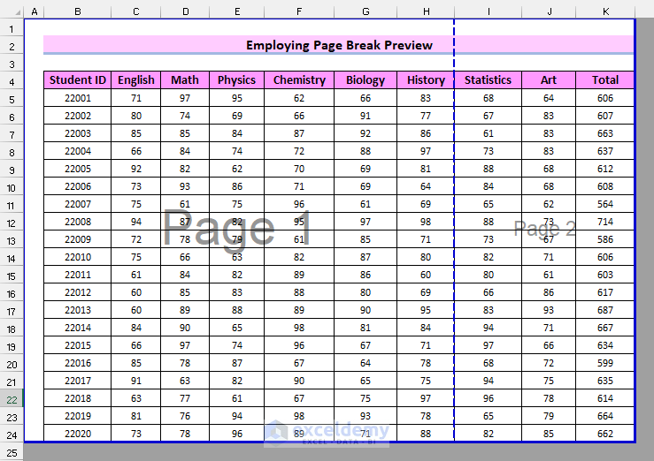 Employing Page Break Preview Feature