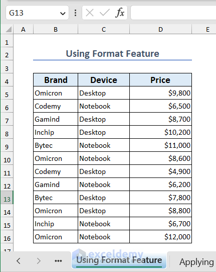 Worksheet Tab Color after Using Format Feature from Home Tab in Excel