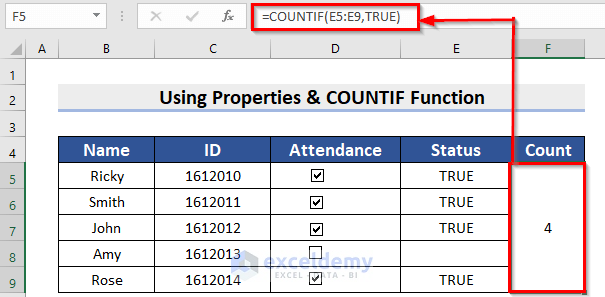 How to Count Checkboxes in Excel